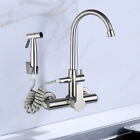 Stainless Steel Commercial Sink Faucet Wall Mount 360°Rotation Kitchen Faucet US