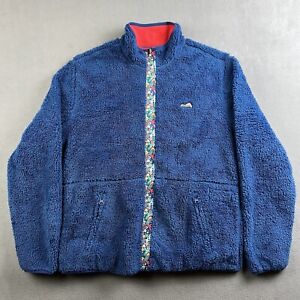 Chubbies Jacket Mens Medium Blue Red Funky Deep Pile Fleece Reversible Full Zip