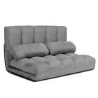 Costway Foldable Floor Sofa Bed 6-Position Adjustable Couch w/ 2 Pillows Grey