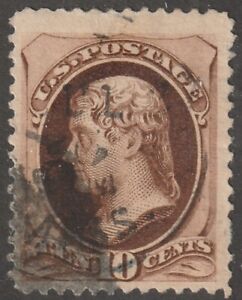 USA, stamp, Scott#161 used, hinged, ten cents, brown
