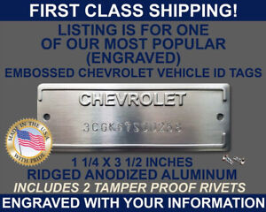 CHEVY CHEVROLET SERIAL NUMBER DOOR TAG DATA PLATE ENGRAVED WITH YOUR INFO USA (For: 1961 Impala)