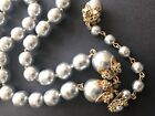 Sign Miriam Haskell Huge Silver Pearls Baroque Rhinestone Necklace Jewelry