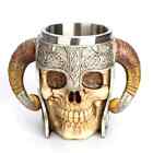 Stainless Steel Skull Mug Viking Drinking Cup Skeleton Resin Beer Stein Tankard