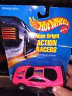 NOS Hot Wheels Neon Bright Action Racers Pink Ferrari F40 Pull Back Action 1992