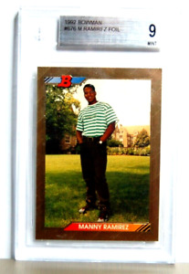 New Listing1992 Bowman #676 Manny ramirez Gold Foil Border RC BGS 9 Red Sox!