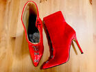 Katy Perry The Penzie velvet red plain pin heeled ankle booties NWOB size 8.5