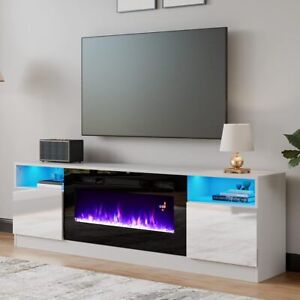 TV Stand with Fireplace, LED Light Entertainment Center 36