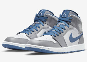 Nike Air Jordan 1 Mid True Blue Cement Grey White DQ8426-014 Mens GS New