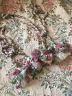 Two Antique French Country House Tassel Curtain Drape Tie Back ~ Rose Green Blue