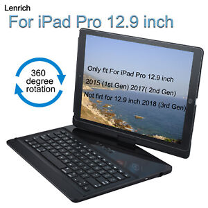 For iPad Pro 12.9 1st 2nd Gen case keyboard 360 rotable Lenrich smart folio cove