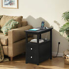 End Table with Charging Station,4-Tier Small Side Table for Small Spaces,Black