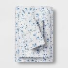 Full 400 Thread Count Cotton Sheet Set White/Blue Floral - Threshold