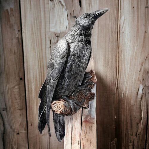 Fake Raven Resin Statue Bird Crow Sculpture Outdoor Crows Halloween Garden Decor