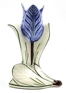 Casa Fina Hand Painted Purple Blue Tulip Bud Vase Vintage MCM Ceramic 6 inches