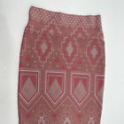 Stylish NWOT LuLaRoe Cassie Pencil Skirt Size S - Pink-Silver-White Geometric Pr