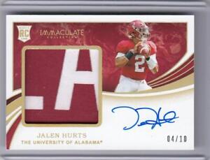 * JALEN HURTS * 2020 IMMACULATE GOLD AUTO JERSEY PATCH RPA RC # 10