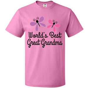 Inktastic Great Grandma Butterflies T-Shirt Grandmother Grandparents Worlds Best
