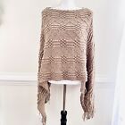 Super Soft Light Brown Knitted Poncho ~ Womens One Size ~ Boho Bohemian Earthy