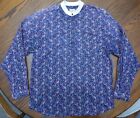 Wah Maker Western shirt sz L Navy Red Paisley ¼ button Pullover USA Made