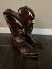 Mens J Chisholm Vintage Cherry Brown Leather Cowboy Boots 11.5 EE Western 38850