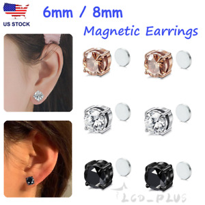 Titanium Steel Magnetic Stud Earrings 6MM/8MM For Women Men Non-Piercing Clip On
