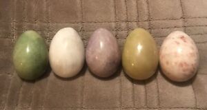 Lot Of 3 Onyx Stone Carved Eggs 2.5” Tall