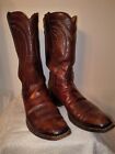 Lucchese Western Cowboy Boots Men 10 A Oxblood Goat Leather Thunderbolt Stitch