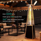 Patio Heater Propane 46000 BTU Pyramid Flame Outdoor Heater Glass Tube Wheels