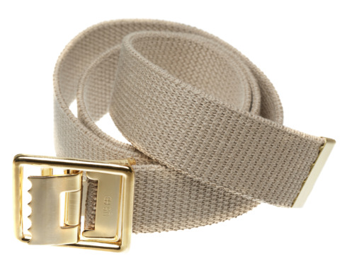 Mens USMC/Marine Corps Military Grade Web Belt, Open Brass Belt Buckle