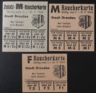 Food Rations coupons (Raucherkarte) -WWII- 1945 Germany / Dresden -