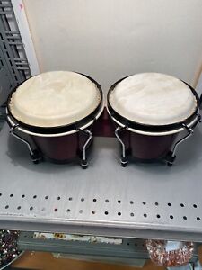 Zenison 7 in ans 6 iDark Red Wood Dual Bongo Drum Set Instrument