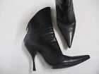 SERGIO ROSSI black leather stiletto botties heels boots zipper sz euro 37.5