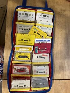 Lot Of 30 Vintage Assorted Kids Cassette Tapes With  Carry Case