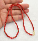 AAA+ Genuine Natural 4mm Red Coral Round Beads Necklace 16-28