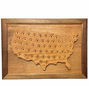 US State Quarter Map 25c Custom Wood Wall Hanging Display 23x16.5in w/ 10 Coins!