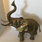 Large Vintage Brass Elephant Korea Approx 14” x 14” Trunk Up Good Luck
