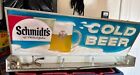 Vintage Schmidt Cold Beer Brewing Light Sign 29” x 11.5”.   Needs Some Work