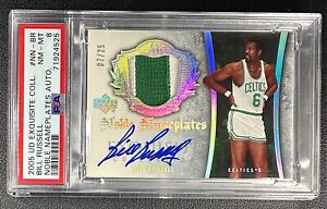 New ListingBILL RUSSELL PSA 8 2005 UD EXQUISITE NOBLE NAMEPLATES JERSEY PATCH AUTO 07/25
