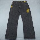 VTG Akademiks Jeans Mens 36 Baggy Y2K Embroidered Skater Pipe Barrel Mall Goth