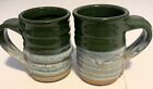 Set Of Two Handmade Pottery Coffee Mugs Studio Stamped