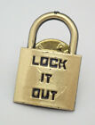 Lock It Out Padlock Gold Tone Vintage Lapel Pin