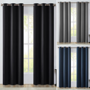 2 Panels set Blackout 3 layer weave Insulated Curtains Grommet Drapes