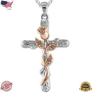 Fashion Cross Silver Plated Necklaces Pendant Zircon Women Wedding Jewelry Gift