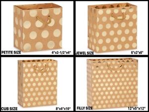 GOLD DOTS on KRAFT Design Shopping Gift Paper Bag Choose Size (CLOSEOUT)