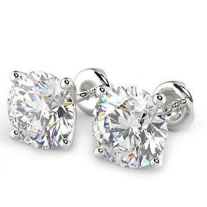 2.1 Ct Round Cut VS1/E Diamond Stud Earrings 14K White Gold
