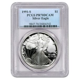 1991-S American Proof Silver Eagle Coin PCGS PR70 DCAM