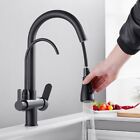 3 in 1 Water Filter Purifier Kitchen Sink Faucet Pull Down Sprayer 2 Handle Tap