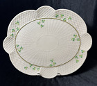 Antique Belleek Shamrock Porcelain Platter Tray 2nd Black Mark 1891-1926