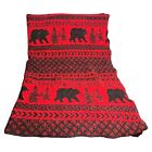 Woolrich Blanket Throw Bears Red & Black Acrylic 49 X 64 Vintage