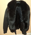 Fox Genuine Leather Vintage Women Jacket Fur Coat Size M Bomber Swank Findland